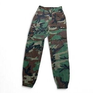 Missguided Cargo Pants women size 0 Woodland Camouflage zipper 100% cotton